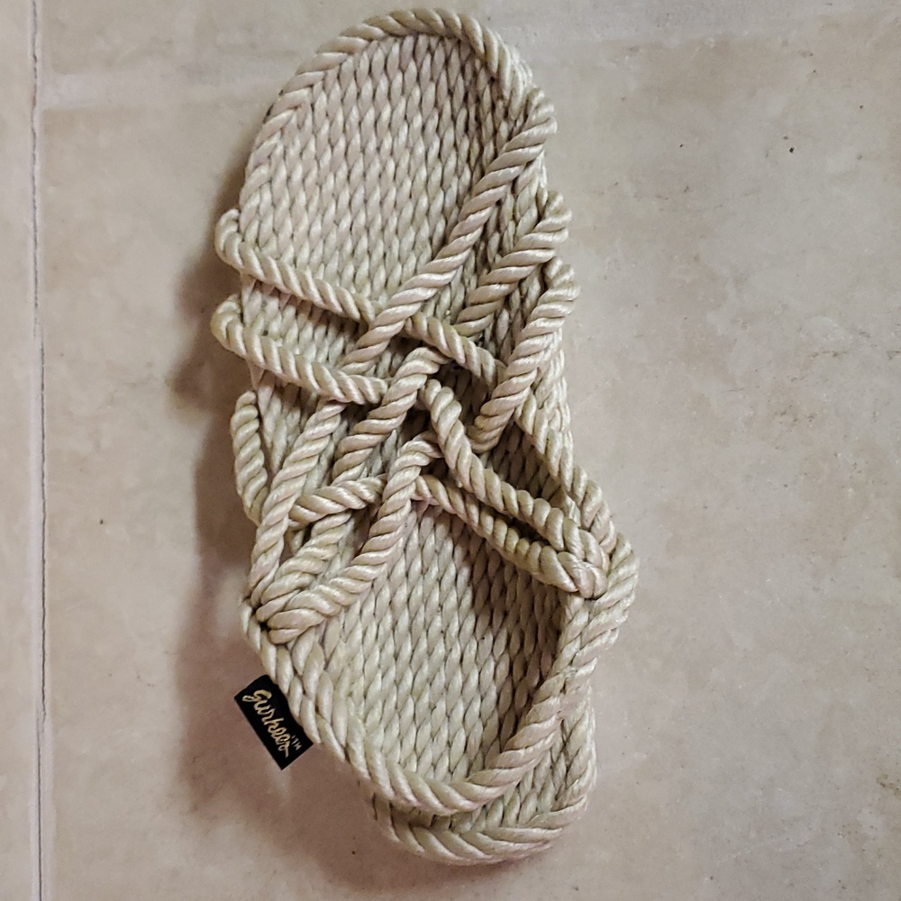 Gurkees Cream Rope Sandals - Picture 2 of 3